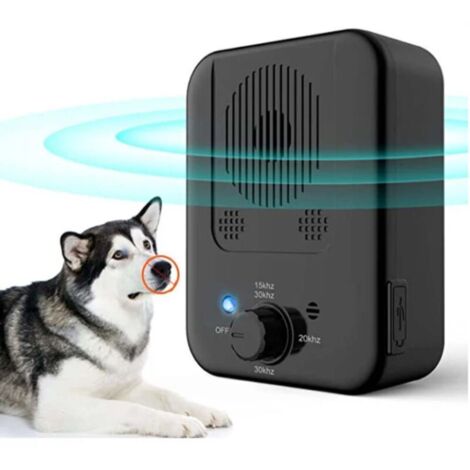 Dispositif anti-aboiement, dissuasion des aboiements de chien à 3 arrêts, bouchon d'écorce à ultrasons de 33 pieds, outil de dressage de chien doux rechargeable pour animaux de compagnie pour