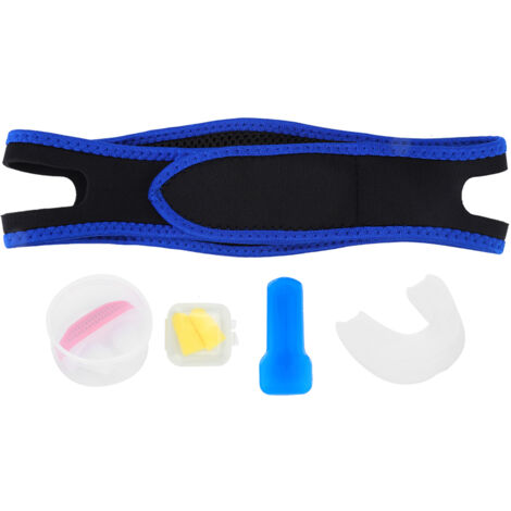 Dispositif Anti-Ronflement avec Bouchons d'Oreilles, Gouttière et Mentonnière - Aide au Sommeil et Purificateur d'Air Portable (Set Rouge)