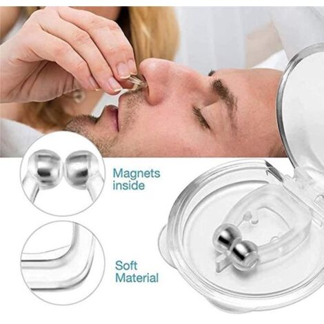 Dispositif anti-ronflement en silicone anti-ronflement pince-nez anti-ronflement magnétique, 1,9  1,5 cm, transparent