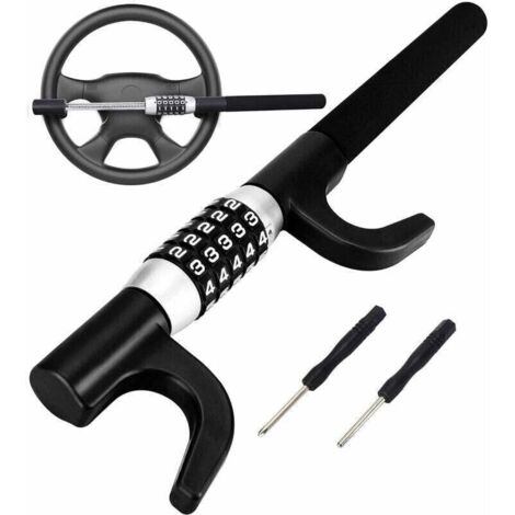 Dispositif antivol pour voiture, antivol de volant avec protection antivol, dispositif antivol robuste et sécurisé, universel (noir)