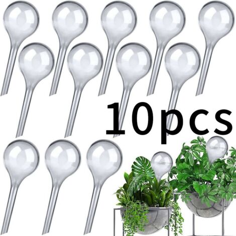 Dispositif d'arrosage automatique pour plantes, boule d'arrosage automatique en plastique transparent, lot de 10, blanc