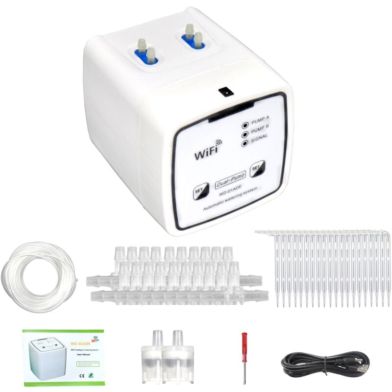 Dispositif d'arrosage intelligent WIFI Double pompe Système d'irrigation goutte à goutte automatique chronométré Contrôleur d'application à distance