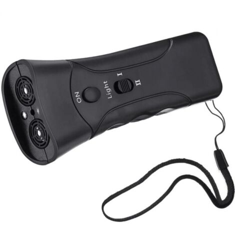 Dispositif d'autodéfense ultrasonique 3 en 1 pour chien, lampe torche LED, répulsif à double tête noir