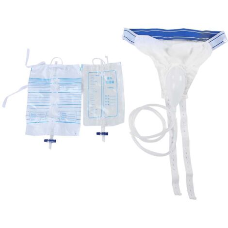 Dispositif de collecte d'urine en silicone respirant pour incontinence - Modèle atrophie senior avec cathéter