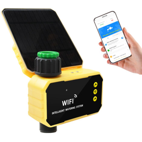 Dispositif de contrôle d'arrosage intelligent Tuya Wi-Fi pour jardin, programmateur d'arrosage automatique à économie d'eau pour plantes d'extérieur, alimenté à l'énergie solaire