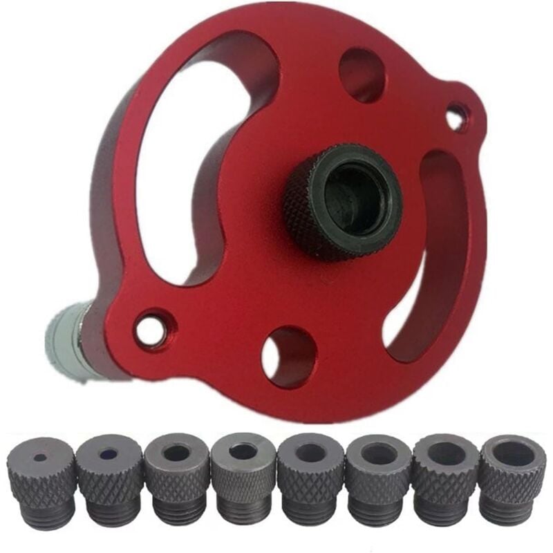 Dispositif de fixation à tenon en alliage d'aluminium pour perçage, guide de perçage à rotation centrale, positionneur de poinçon droit (rouge)