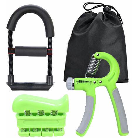 Dispositif de force de préhension Grip Finger Power Device Poignet Power Device Ensemble de 3 pièces de sport exercice poignet doigt métal entraînement équipement de fitness （vert