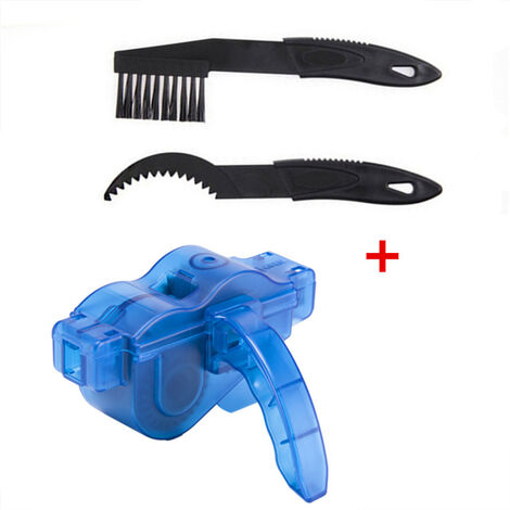 Dispositif de Nettoyage Chaîne de Bicyclette Outil de Nettoyage de Chaîne de Bicyclette pour Le Nettoyage Rapide pour Tous Les Types de Chaîne de Vélo avec Deux Brosses, Bleu