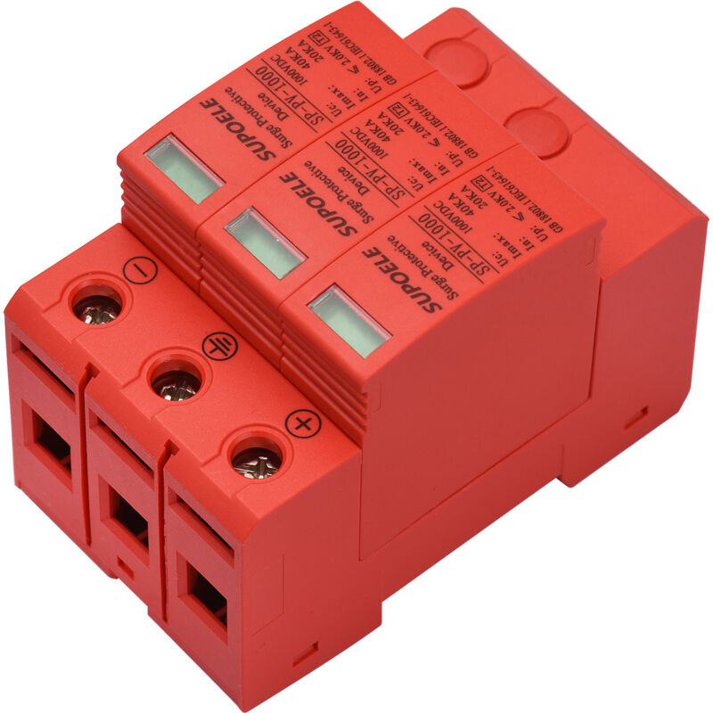 Dispositif de protection contre les surtensions DC 1000 V 3P 40 KA Parafoudre photovoltaïque PV Protecteur anti-tonnerre Disjoncteur Installation sur