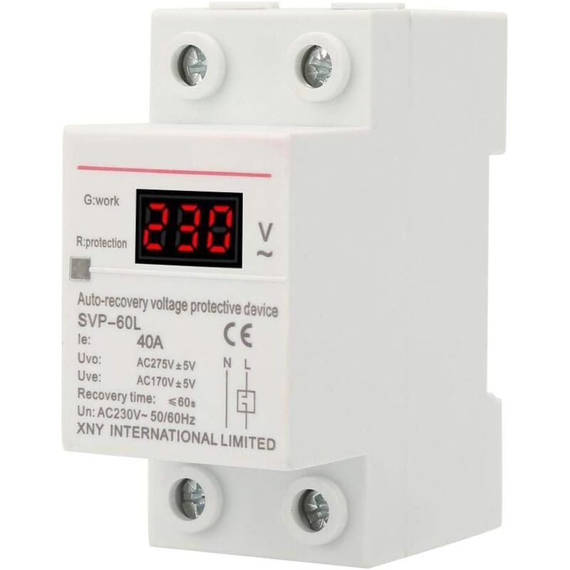 Stabilisateur de Tension, 230V 40A Protecteur de Surtension Composant électronique, Dispositif de Protection Contre Surtensions et sous-Tensions à