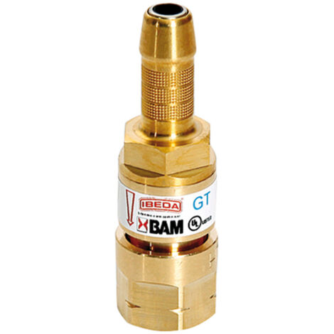Dispositif de sécurité avec douille, Modèle : Oxygène, Entrée Embout 6 mm, Sortie G 1/4'' R