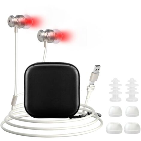 Dispositif De Therapie Par Lumiere Rouge - 650 nm - Pour Oreilles Et Fosses Nasales - USB Et Type-C - Avec Embouts En Silicone Et Boite De Rangement
