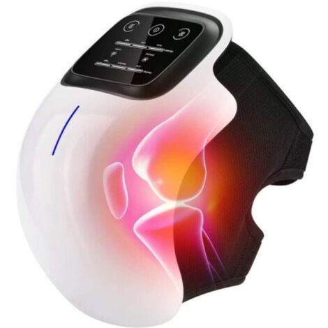 Dispositif naturel de soulagement de la douleur au genou, masseur de genou par chaleur et thérapie par la lumière rouge, écran LED à compression vibrante pour les douleurs au genou