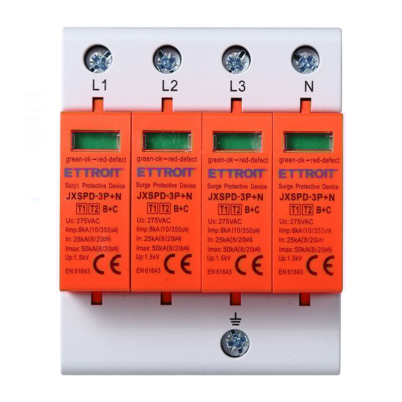 Parafoudre 4 modules type T1+T2 3P+N 25KA-50KA spd limiteur de tension pour rail din
