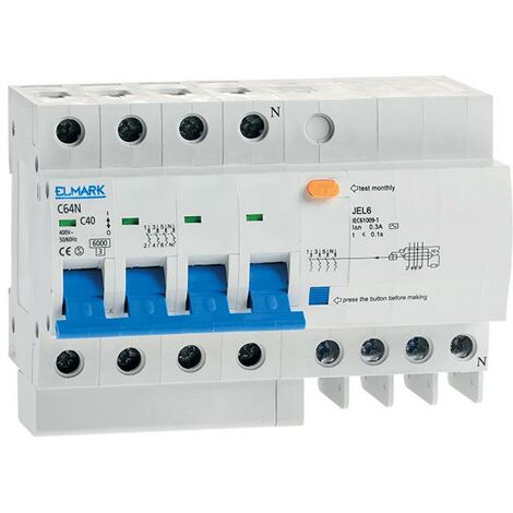 DISPOSITIVO COMBINATO ELETTRONICO DI CORRENTE RESIDUA JEL6 C40 3P+N 40A/300MA