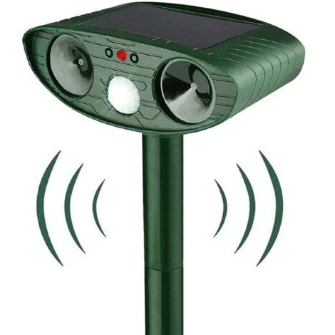Dispositivo de Deterencia Ultrasónico para Animales, Solar, con Sensor de Movimiento, para Gatos, Perros, Ratones, Mapaches, Zorros, Aves - Protección Ecológica para Exteriores