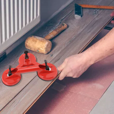 Dispositivo de elevación profesional con ventosa de 3 asas – capacidad de elevación de 90 kg, rojo/negro