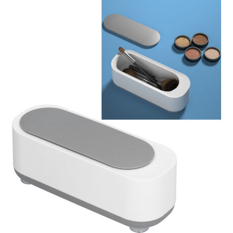 Dispositivo de limpieza por vibración de alta frecuencia: mini limpiador para gafas, joyas y dentaduras postizas. Fabricado en ABS, mide 19 x 7 x 7 cm, pesa 190 g y funciona con 2 pilas AAA (no inclui