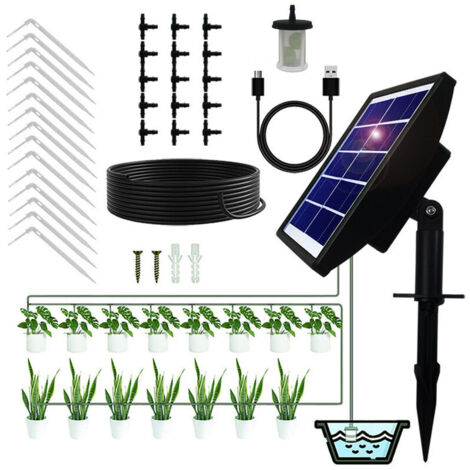 Dispositivo de riego automático de flores con energía solar, temporizador inteligente a prueba de agua para riego de flores perezoso, kit de riego por goteo