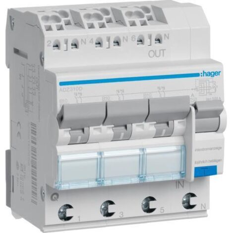 Dispositivo di protezione elettrica Hager 10 A 230 V tipo B