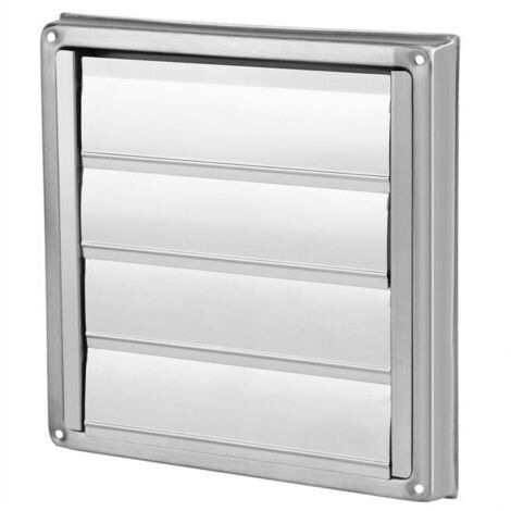 Dispositivo mobile di scarico aria quadrato con diametro di 95 mm, griglia di scarico aria in acciaio inox per installazione a parete esterna con lamelle mobili, adatto per cappe da cucina.