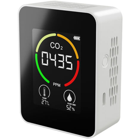 Dispositivo multifunzionale 3 in 1: rilevatore di CO2, termometro, misuratore di umidità, monitor per la qualità dell'aria domestica, schermo LCD retroilluminato.