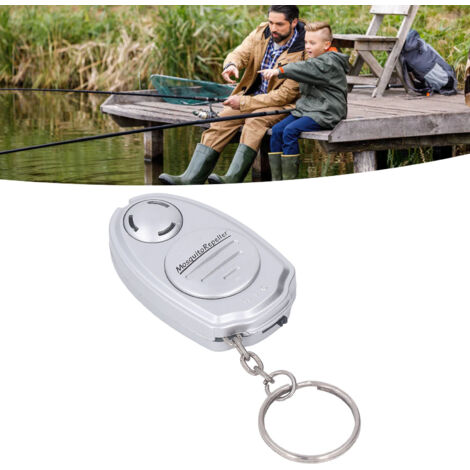 Dispositivo repelente de mosquitos ultrasónico [Mini, portátil / Sin radiación / Silencioso] con llavero, color plata, ABS, pila CR2032
