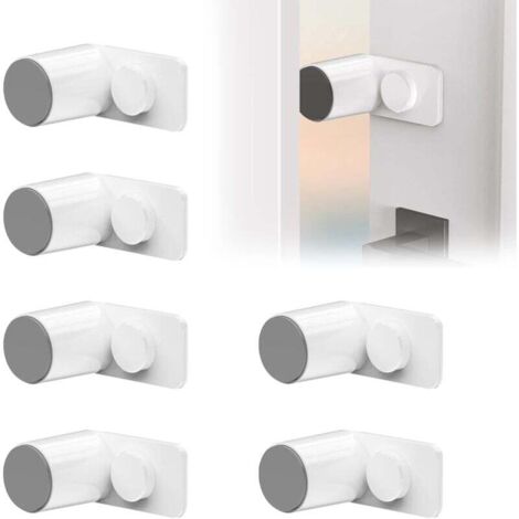 Dispositivos antipinzamiento para puertas KZQ, paquete de 6, para puertas y ventanas, con dos modos de apertura y cierre, con certificación científica (blanco)