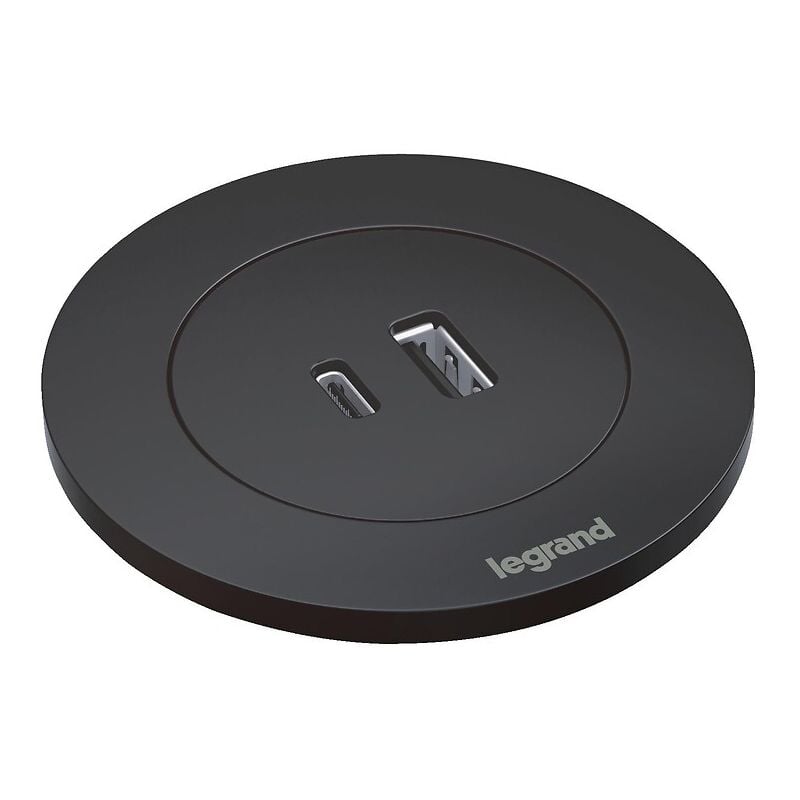 Prise encastrée incara™ Disq 60 blanc 1 pc 2P+T cordon 2m Legrand câble management