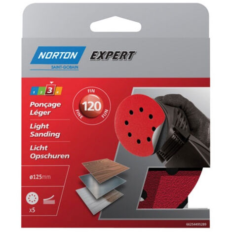 Disque 125 auto-agrippant grain 120 blister de 5 - NORTON