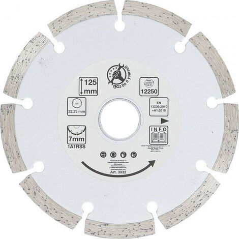 Disque Ø125 mm diamant a tronconner, beton pierre materiaux bgs segments