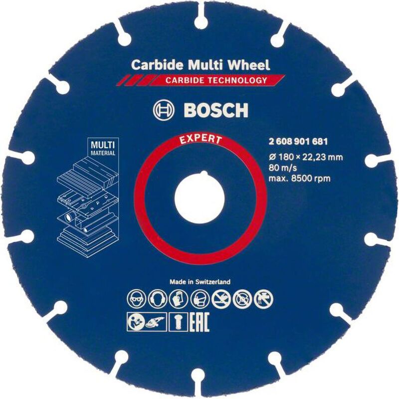 Bosch - Professional 1x Expert Carbide Multi Wheel Cutting Disc (pour bois dur, ø 180 mm, Accessoires pour grandes meuleuses)