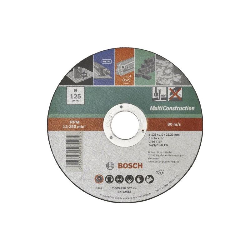 Bosch - 2609256308 disque à tronçonner et à ébarber à moyeu déporté pour métaux et inox diamètre 115 mm diamètre d'alésage 22/23 m