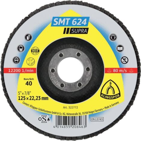 Disque a ébarder Forme dome SMT624 180mm Grain 80 Klingspor (Par 10)
