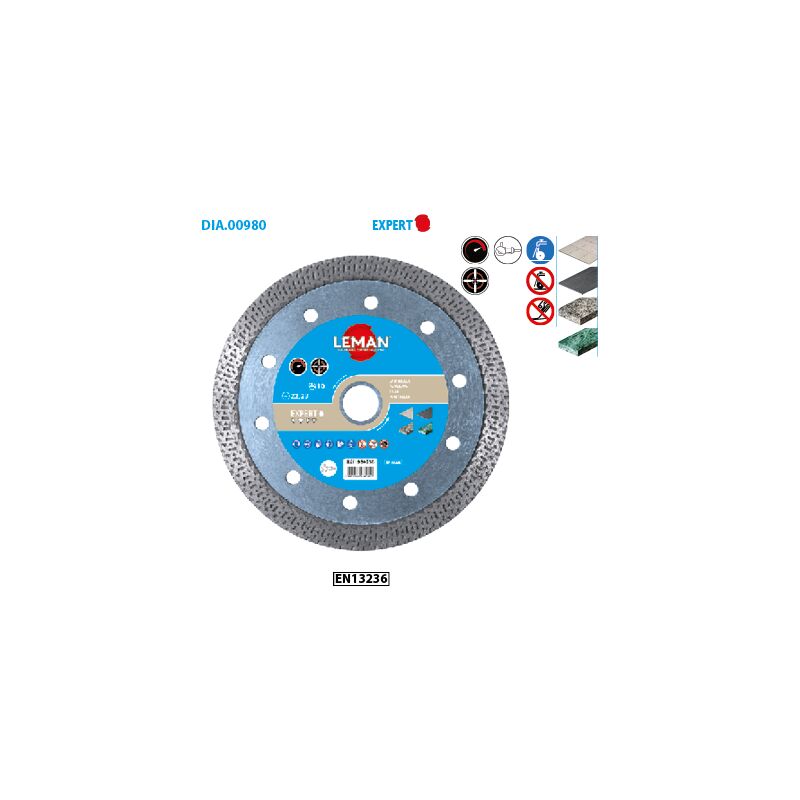 Leman - Disque diamant grès cérame Expert ø 115 Alésage 22,23 Ep. 1,4mm