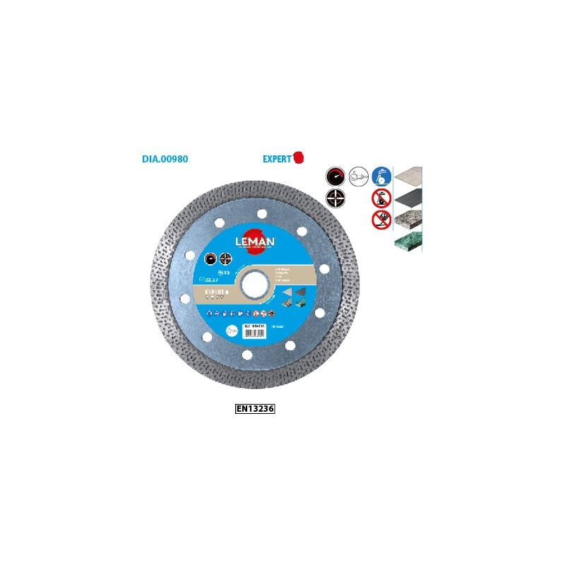 Leman - Disque diamant grès cérame Expert ø 125 Alésage 22,23 Ep. 1,4mm