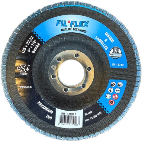 DISQUE A LAMELLES D125 GRAIN 60  BOMBÉ FIL FLEX