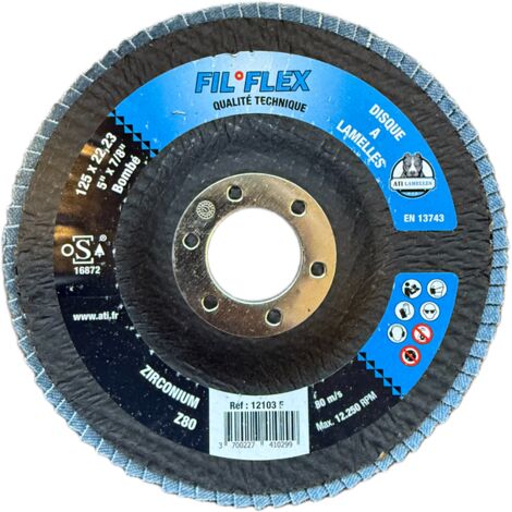 DISQUE A LAMELLES D125 GRAIN 80  BOMBÉ FIL FLEX