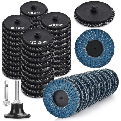 Disque à lamelles de 5 cm (2 pouces), 72 disques de ponçage pour meuleuse droite avec support de 6,35 mm (1/4 pouce).