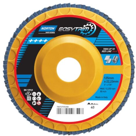 Disque à lamelles EASYTRIM - ébarbage - diamètre 125 mm - Grain 40 - NORTON