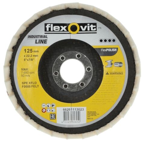 Disque à lamelles INDUSTRIAL LINE FLEXPOLISH - Ø 125 mm - Grain 6 (ultra fin) - FLEXOVIT