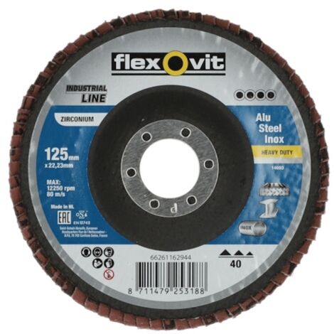 Disque à lamelles INDUSTRIAL LINE HEAVY DUTY - Ø 125 mm - Grain 40 - FLEXOVIT