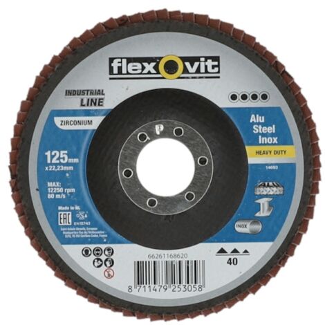 Disque à lamelles INDUSTRIAL LINE HEAVY DUTY - Ø 125 mm - Grain 40 - FLEXOVIT