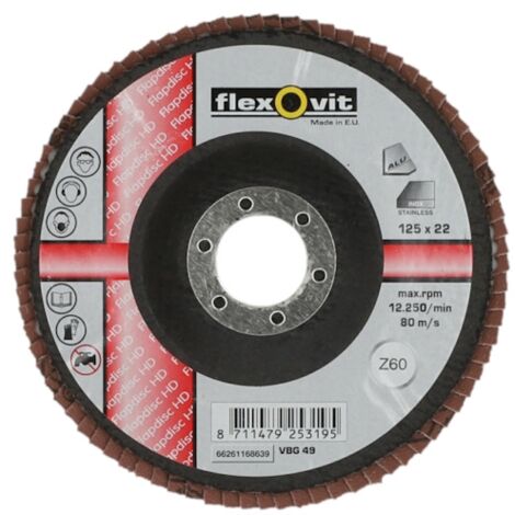 Disque à lamelles INDUSTRIAL LINE HEAVY DUTY - Ø 125 mm - Grain 60 - FLEXOVIT