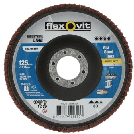 Disque à lamelles INDUSTRIAL LINE HEAVY DUTY - Ø 125 mm - Grain 80 - FLEXOVIT