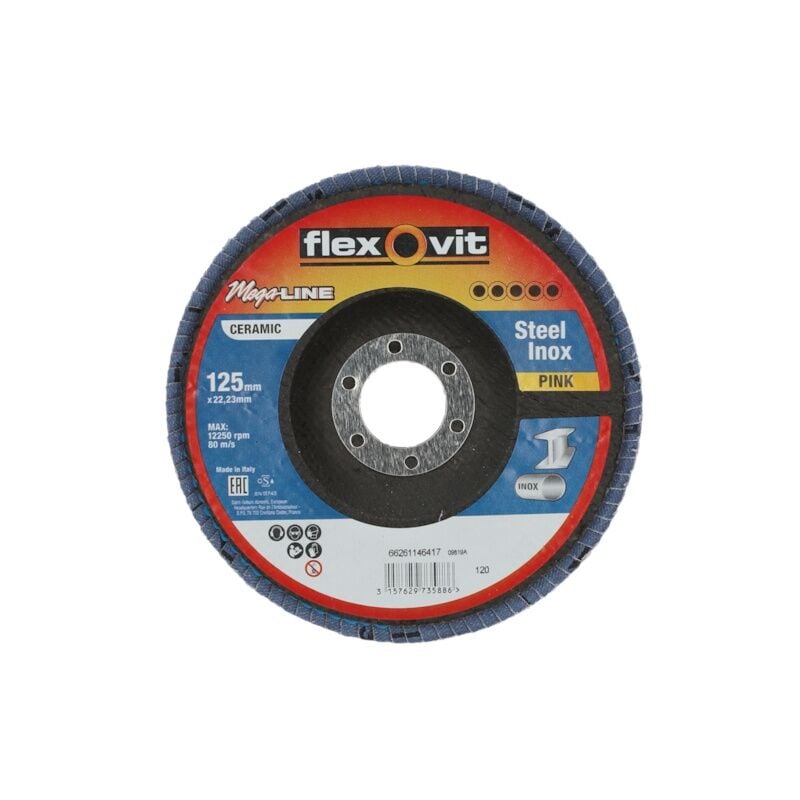 Disque à lamelles mega-line rose - ø 125 mm - Grain 120 Flexovit