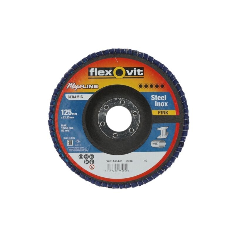 Disque à lamelles mega-line rose - ø 125 mm - Grain 40 Flexovit