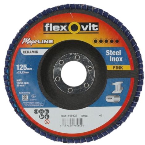 Disque à lamelles MEGA-LINE ROSE - Ø 125 mm - Grain 40 - FLEXOVIT