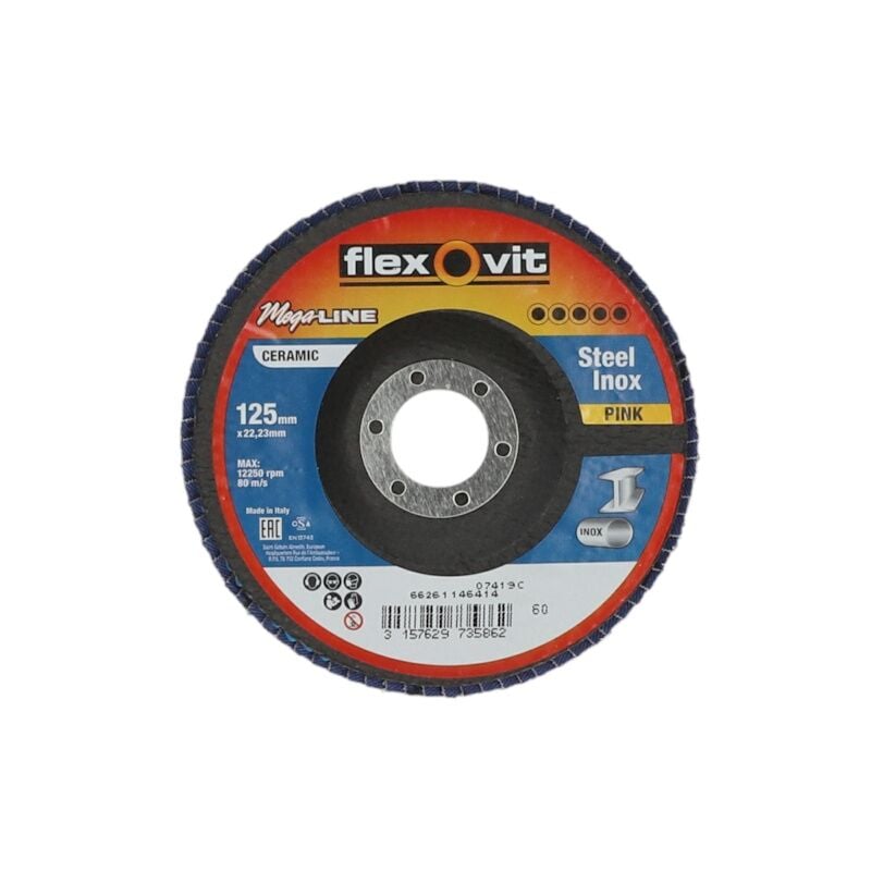Disque à lamelles mega-line rose - ø 125 mm - Grain 60 Flexovit