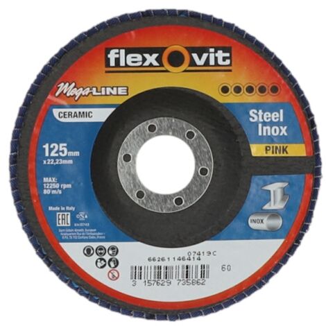 Disque à lamelles MEGA-LINE ROSE - Ø 125 mm - Grain 60 - FLEXOVIT